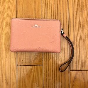 Coach Leather Pink hand wallet